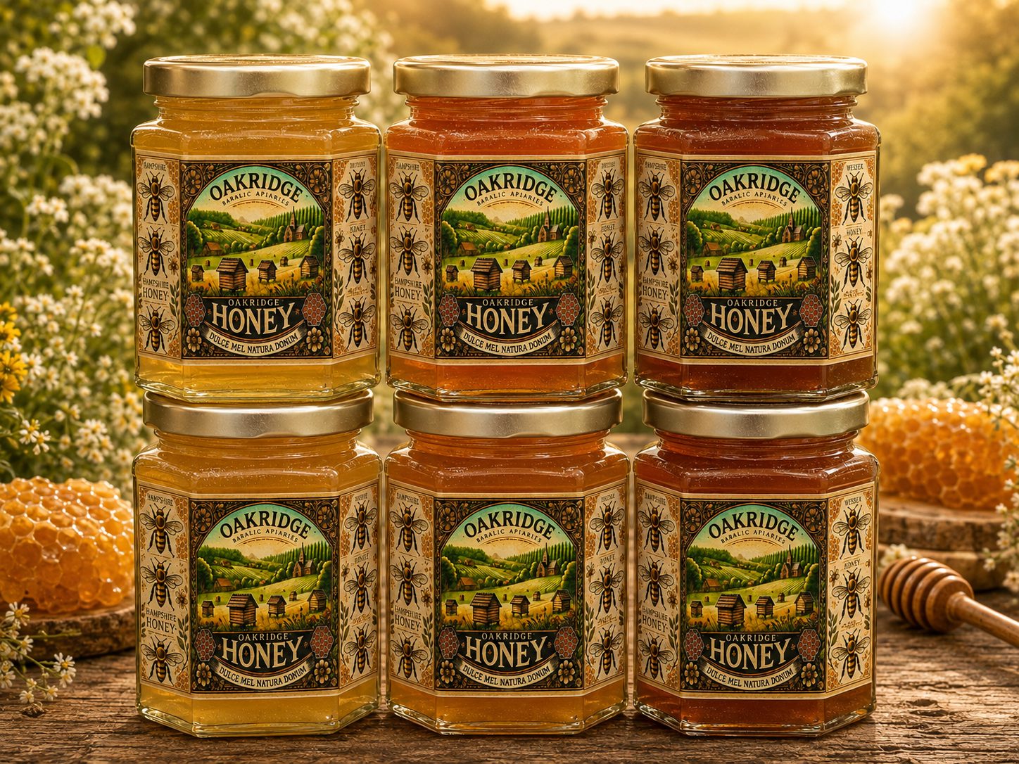 Oakridge Wildflower blossom Honey Hampshire Honey 2026 6 Jar value set