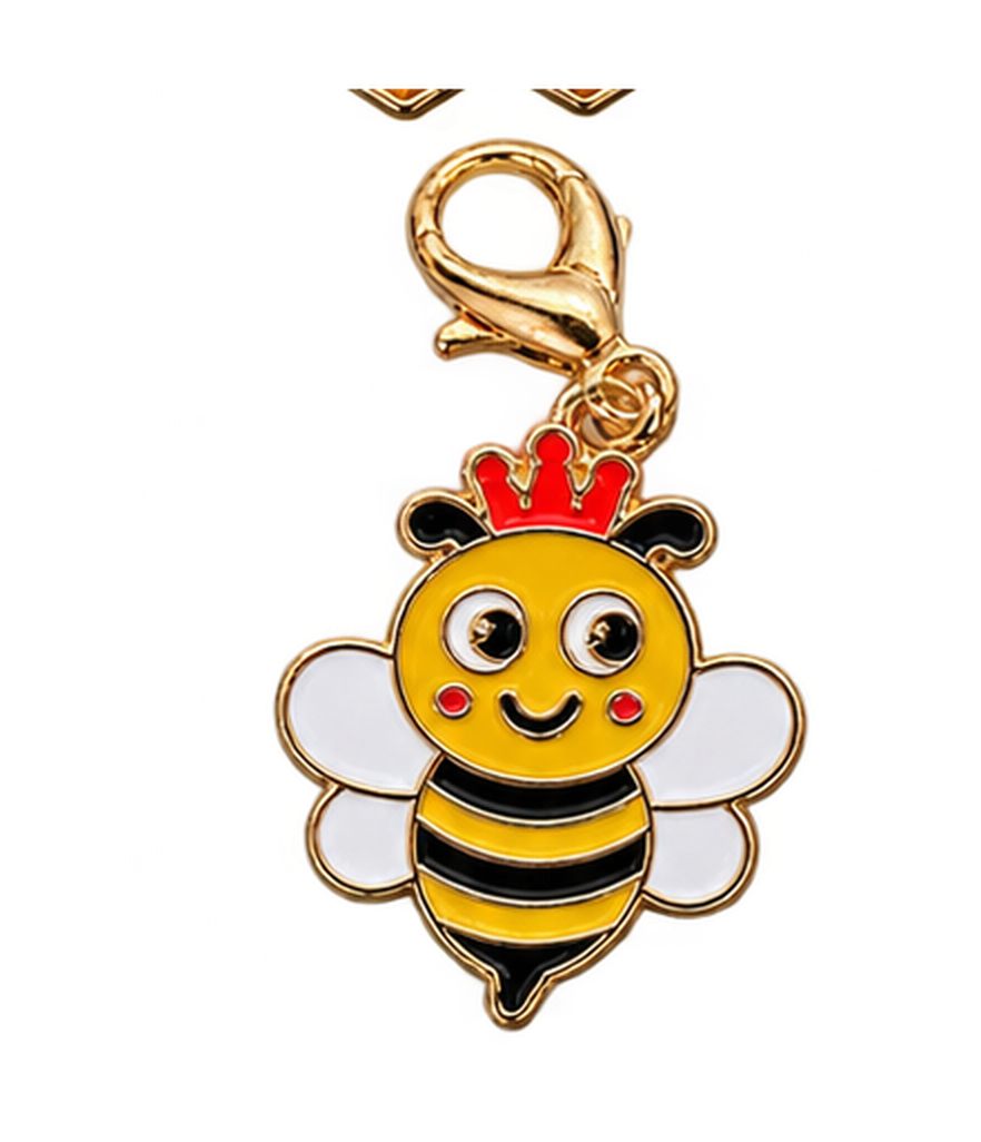Queen Bee Charm Enamel Alloy Pendant with Lobster Clasp Keychain addition