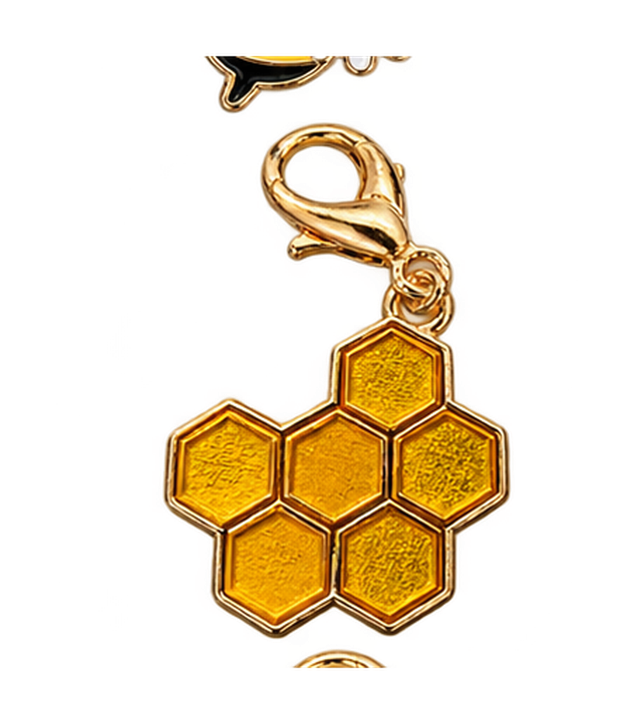 Honeycomb Charm Enamel Alloy Pendant with Lobster Clasp Keychain addition