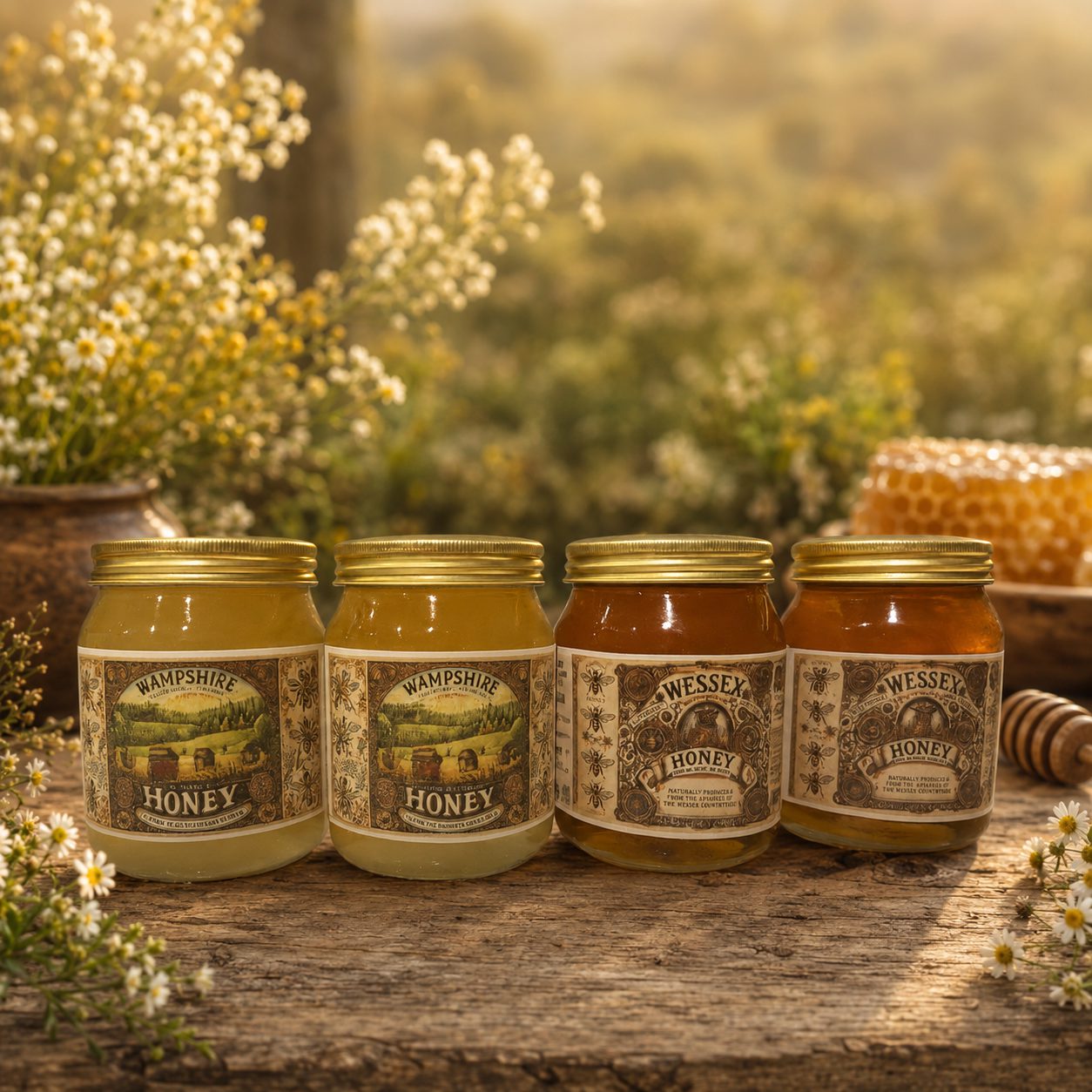 Wessex & Hampshire Honey - Four Jar Value Set